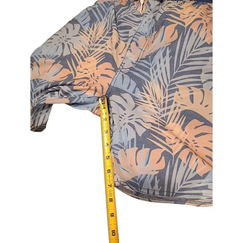 Travis Matthews Swim Shorts Mens‎ Sz M Blue Tropical Island Floral Beach Pocket